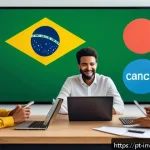 파이어족의 경제 지식 향상을 위한 커뮤니티 - A vibrant virtual online community scene showing diverse Brazilian adults engaging in a financial di...